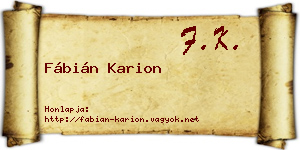 Fábián Karion névjegykártya